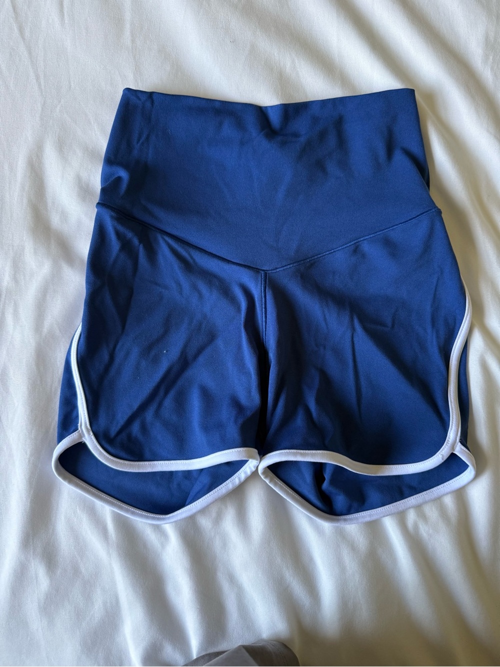 High-Waist Navy Athletic Shorts with White Trim